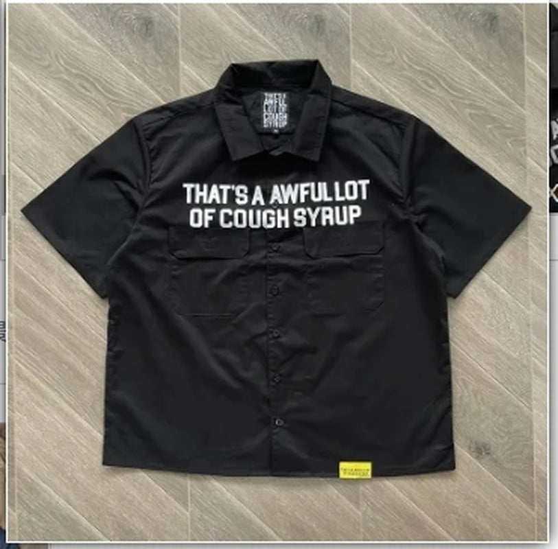 A Lot of Letter-Printed Casual Short-Sleeved Shirt