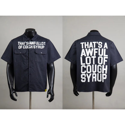 American Trend That'S a Awful Lot of Cough Syrup Short Sleeve Shirt Streetwear Distressed Flannel Pink Plaid Shirt Tops