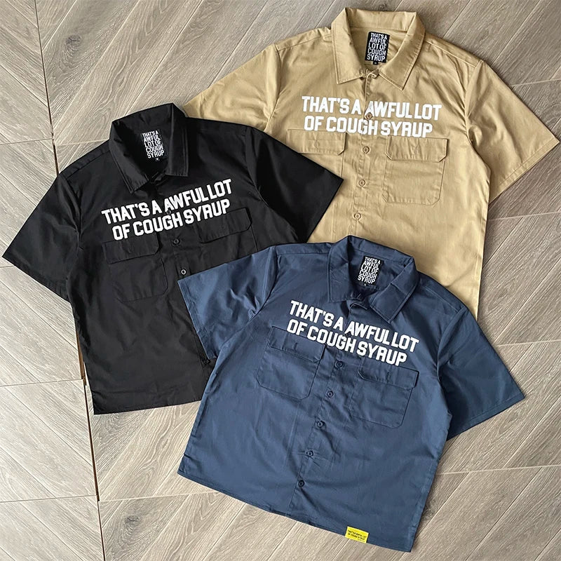 A Lot of Letter-Printed Casual Short-Sleeved Shirt