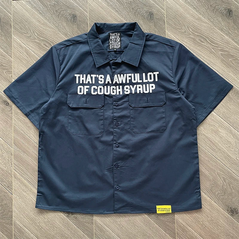 A Lot of Letter-Printed Casual Short-Sleeved Shirt