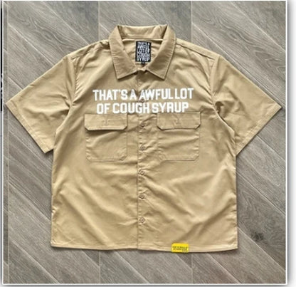 A Lot of Letter-Printed Casual Short-Sleeved Shirt