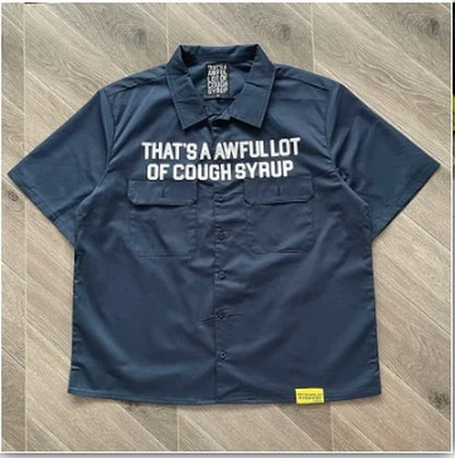 A Lot of Letter-Printed Casual Short-Sleeved Shirt