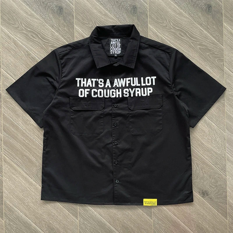 A Lot of Letter-Printed Casual Short-Sleeved Shirt