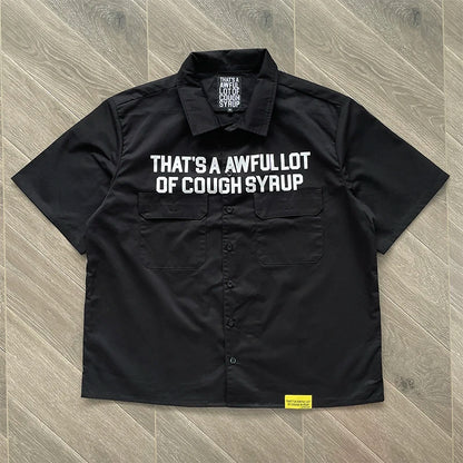 A Lot of Letter-Printed Casual Short-Sleeved Shirt